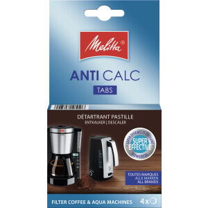 Melitta ANTI CALC Tabs Kalklösetabletten, Kalklöser für Filterkaffeemaschinen und Wasserkocher, 1 Packung = 4 Tabs