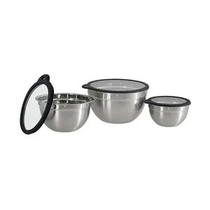 CHEF CUISINE Edelstahl-Schüssel 3er Set inkl. Glasdeckel, Hygienisch und geschmacksneutral, Mit Schüttrand, Bruchsichere Glasdeckel