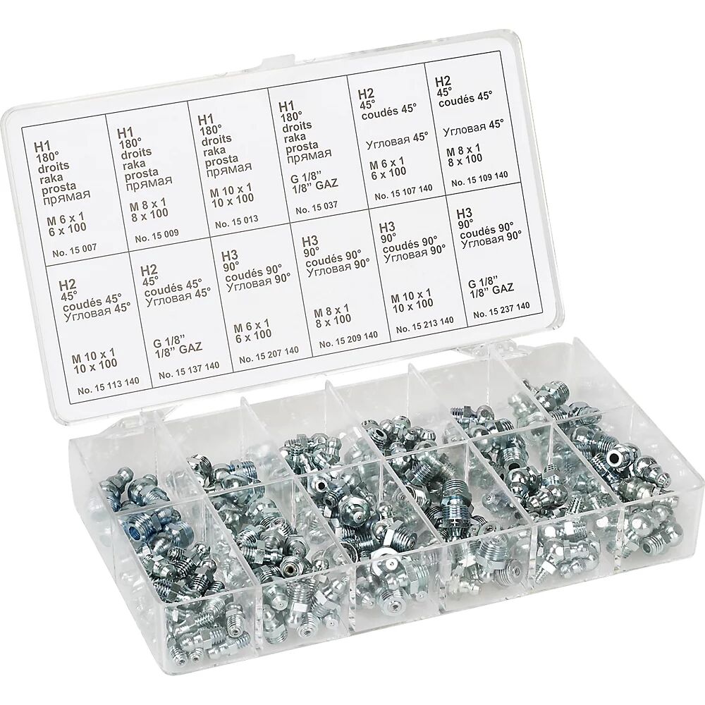 PRESSOL Caja clasificadora de boquillas de engrase, 140 piezas, 10 tamaños