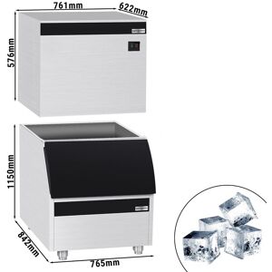 GGM Gastro - Machine a glacons - Cubes - 230 kg/ 24h incl. bac de stockage Argent / Noir