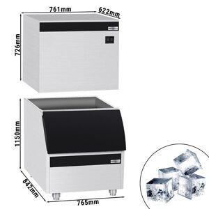 GGM Gastro - Machine a glacons - Cubes - 450 kg/ 24h incl. bac de stockage Argent / Noir