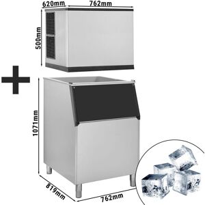 GGM Gastro - Machine a glacons - cubes - 212 kg/ 24 h - bac de stockage de glace inclus Argent