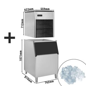GGM Gastro - Machine a glacons - Nugget - 335 kg/ 24h - incl. bac de stockage de glace Argent / Noir