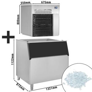 GGM Gastro - Machine a glace en flocons - 565 kg/ 24 h - avec bac de stockage de glace Argent