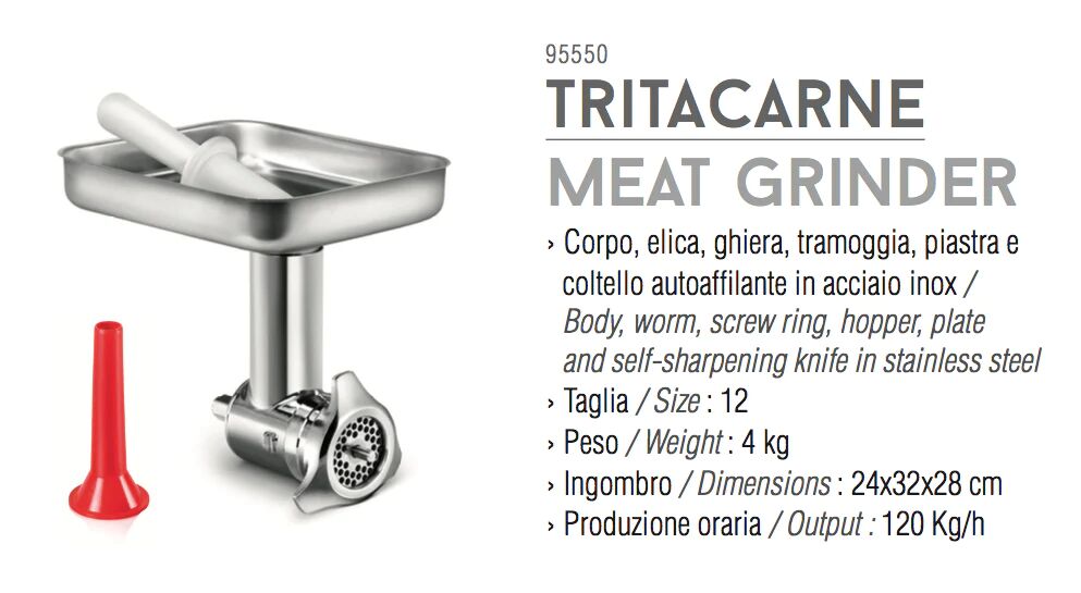 Tre Spade TOOLLIO meat mincer tool - Accessorio tritacarne, Insaccatrice, Tritapomodoro, PRODOTTO IN