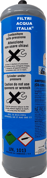 bombola co2 per gasatore 600 grammi usa e getta e290 alimentare filtri acqua italia®
