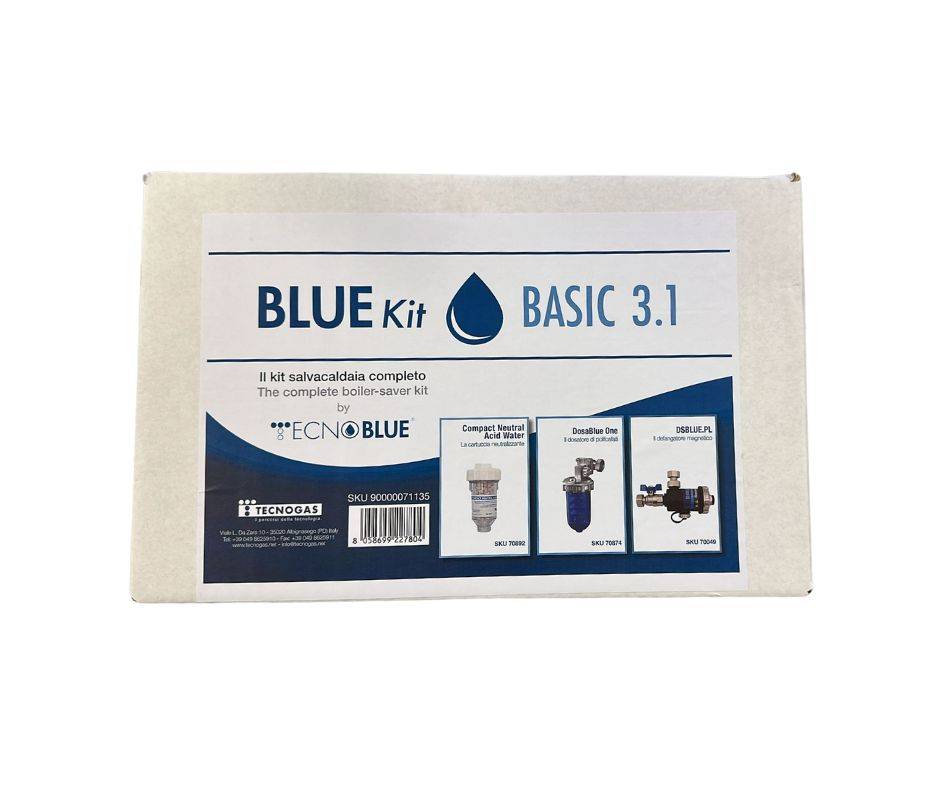 Tecnogas Kit Salvacaldaia BlueKit Basic 3.1 con Defangatore Filtro Magnetico + Dosatore Polifosfati + Neutralizzatore Condensa