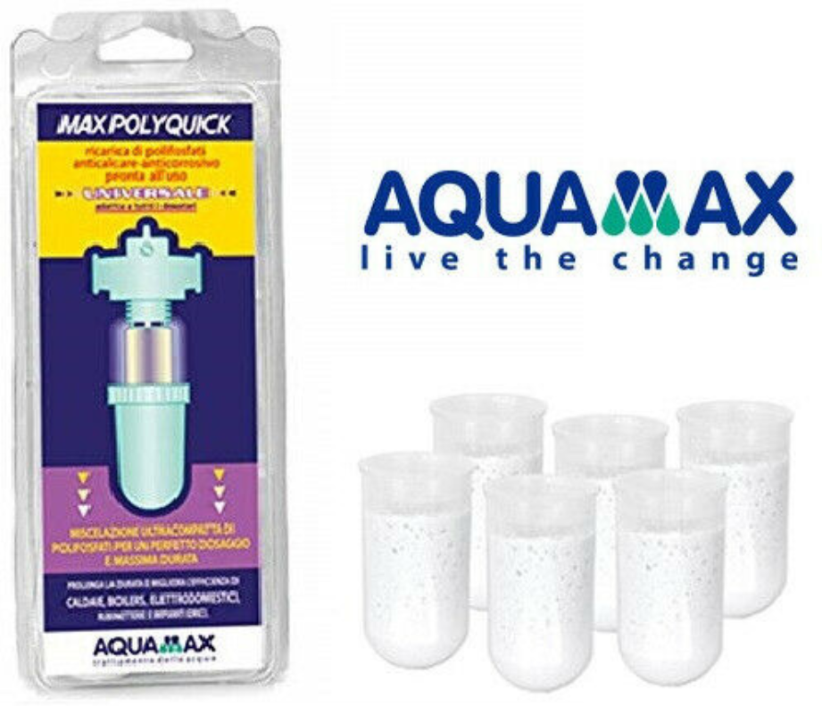 Aquamax Ricarica di Polifosfati per Filtro Anticalcare Maxpolyquick 6 Cartucce