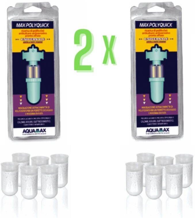 Aquamax Ricariche Di Polifosfati Maxpolyquick 2 Pezzi Per Filtro Anticalcare