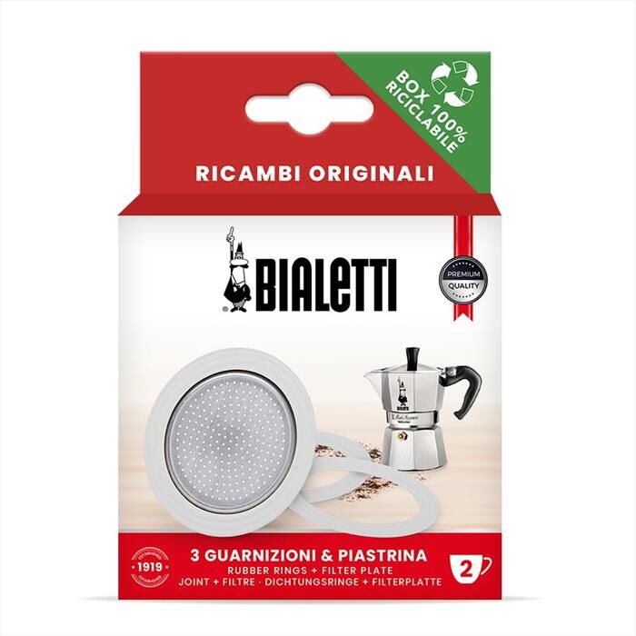 Bialetti 3 Guarnizioni + 1 Piastrina 2 Tazze