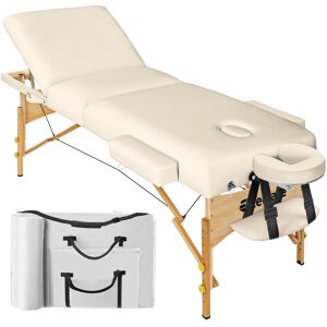 tectake 3 Zonen Massageliege mit 10cm Polsterung und Holzgestell - beige