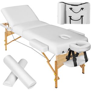 tectake 3 Zonen Massageliege-Set Somwang mit 7,5cm Polsterung, Rollen und Holzgestell - weiss