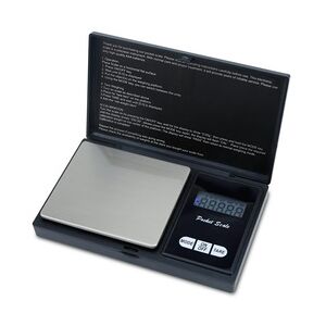 Intirilife Digitale Feinwaage in SCHWARZ - 12.8x7.8x1.9 cm - Wiegefläche 6.5x7.5 cm - Präzise 200g  Taschenwaage mit Tara Funktion LCD-Display