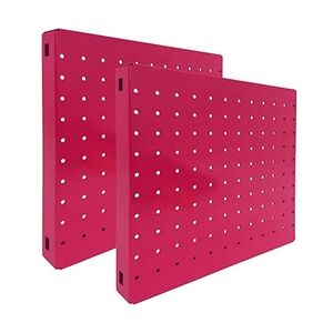 PROREGAL Memoboard Doppelpack Metal perforiert   HxBxT 30x30x3,5cm   Rosa   Lochblech Magnettafel Wandtafel Trägersystem