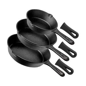 GrillX Gusseisen-Pfannenset mit Griffen, 3 Stück Skillet