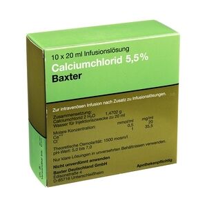 Baxter Deutschland GmbH Medication Delivery CALCIUMCHLORID Lösung 5,5% Ampullen 10x20 Milliliter
