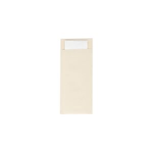 Sovie HORECA Papierbestecktaschen in Creme mit Tissue-Serviette in Weiß, 20 cm x 8,5 cm - 500 Stück