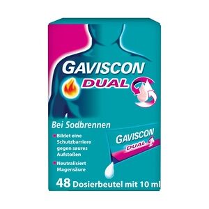 Reckitt Benckiser Deutschland GmbH Gaviscon Dual 500mg/213mg/325mg im Beutel Suspension zum Einnehmen 48x10 Milliliter
