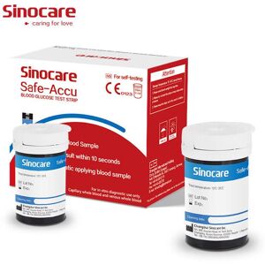 (Für Safe-Accu)Sinocare Blutzucker-Teststreifen, Blutzucker-Teststreifen, 100/200/300/500 Stück, Diabetes-Test