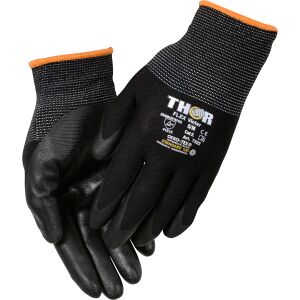 ABENA® Nitrilhandschuhe Thor Flex Vinter, gefüttert, schwarz, Handschuh ideal geeignet für Leicht- und Bauindustrie, 1 Packung = 12 Paar, Größe 8