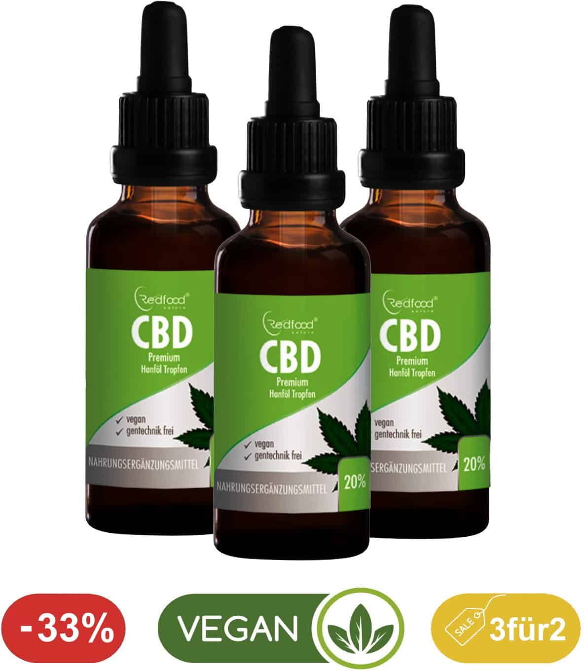 Redfood24 Angebot* 3 x 20% CBD Öl 10ml