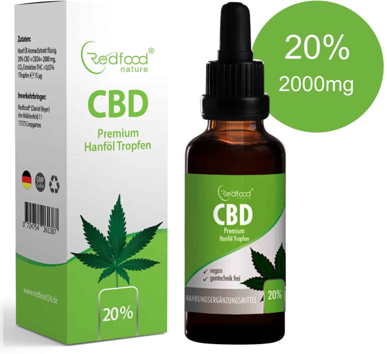 Redfood24 CBD ÖL 20% Vollspektrum Hanf Öl 10ml