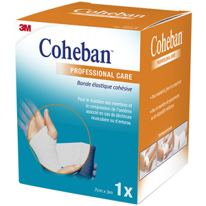 Nexcare 3M 3M Coheban Bande Élastique Cohésive Blanche 7cm x 3m - Publicité