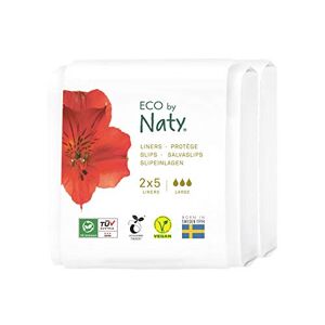 Eco by Naty Protège-Slips Ecologiques Large Protège-lingeries pour un usage quotidien, discrets en coton organique pour garder votre fraîcheur (2 x 5 unités) - Publicité