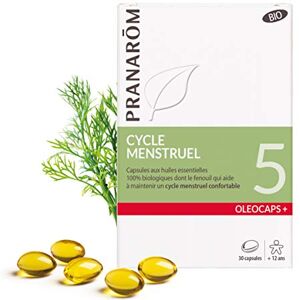 Pranarôm Oléocaps 5 Cycle Menstruel Aux Huiles Essentielles Ciblées Dont Fenouil, Lavande Vraie, Cardamome, Gingembre, Lemongrass & + 100% Naturelle Et Bio HECT 30 Capsules Prédosées - Publicité