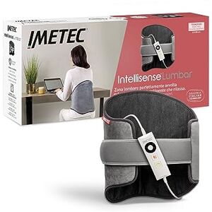 Imetec Intellisense Lumbar Ceinture Chauffante 61x38 cm Coussin Chauffant Dos Soulage Lombaires Bande Élastique Hypoallergénique, 5 Températures, Sécurité Electro Block, Lavable - Publicité