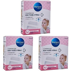 Steripan Compresse Non Tissée Stérile Ultra-Douce Bébé 10 Sachets De 2 Compresses Ultra Absorbante Viscose Non-Tissée (Lot de 3) - Publicité