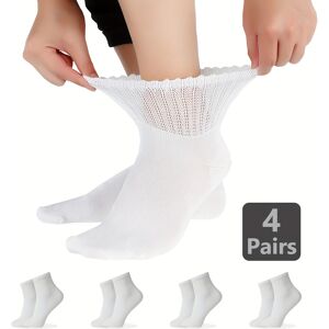 Temu 4 Pairs Of Bamboo Diabetic Socks - Non-binding, Breathable, Seamless & Extra Wide For Men & Women! White US10-13 (EU43-46)