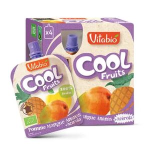 Vitabio COOL FRUITS MANZANA, MANGO Y PIÑA + ACEROLA 4 Ud de 90g Manzana-Mango-Piña