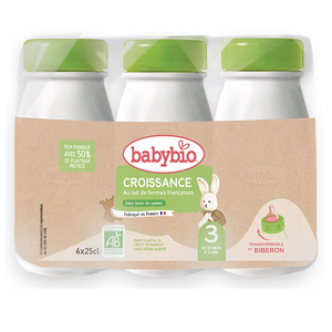 Babybio Lait Croissance Liquide 3ème Âge Bio 6 x 25cl - Publicité