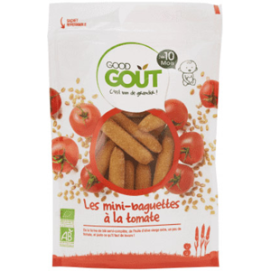 Good Goût Biscuits Mini-Baguettes à la Tomate +10m Bio 70g - Publicité