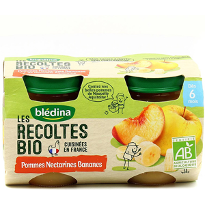 Blédina Les Récoltes Bio Pot Compote Pommes Nectarines Bananes +6m 2 x 130g - Publicité