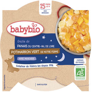 Babybio Repas Soir Assiette Panais Potimarron vert +15m Bio 260g - Publicité