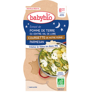 Babybio Repas Soir Bol Pomme de Terre Courgette +8m Bio 2 x 200g - Publicité