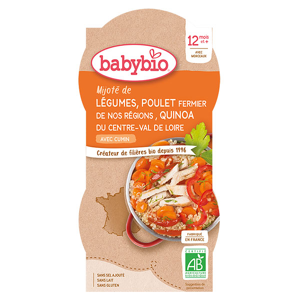 Babybio Repas Midi Bol Mijoté de Légumes Poulet Quinoa +12m Bio 2 x 200g - Publicité