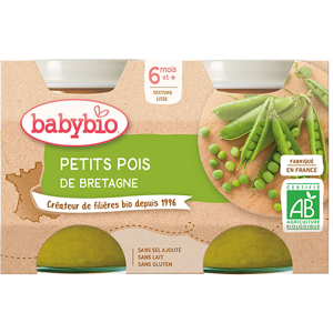 Babybio Légumes Pot Petits Pois +6m Bio 2 x 130g - Publicité