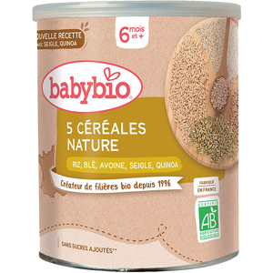 Babybio 5 Céréales Nature Riz, Blé, Avoine, Seigle, Quinoa +6m Bio 220g - Publicité