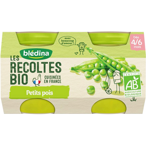 Blédina Les Récoltes Bio Pot Petits Pois +4m 2 x 130g - Publicité