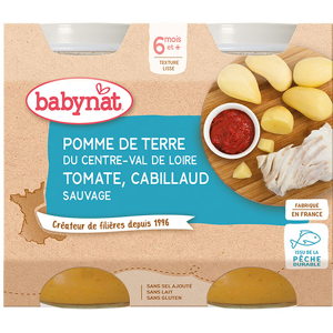 Babybio Repas Midi Pot Pomme de Terre Tomate Cabillaud +6m Bio 2 x 200g - Publicité