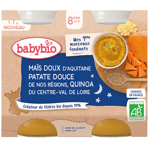 Babybio Bonne Nuit Maïs Doux Patate Douce Quinoa Bio 2 x 200g - Publicité