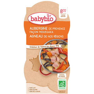 Babybio Repas Midi Bol Aubergines Agneau +8m Bio 2 x 200g - Publicité