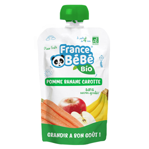 France Bébé Nutrition Gourde Pomme Banane Carotte +4m Bio 100g - Publicité