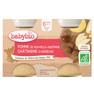 Babybio Fruits Pot Pomme Châtaigne +6m Bio 2 x 130g - Publicité