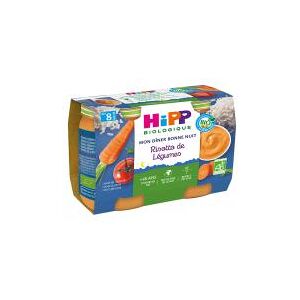 HiPP Mon Dîner Bonne Nuit Risotto de Légumes dès 8 Mois Bio 2 Pots - Carton 2 pots de 190 g