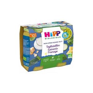 HiPP Mon Dîner Bonne Nuit Tagliatelles Épinards Fromage des 12 Mois Bio 2 Pots - Carton 2 pots de 250 g