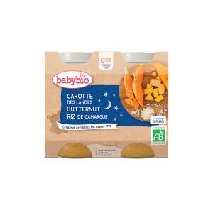 Babybio Bonne Nuit Carotte Des Landes Butternut Riz de Camargue - Carton 2 pots de 200 g